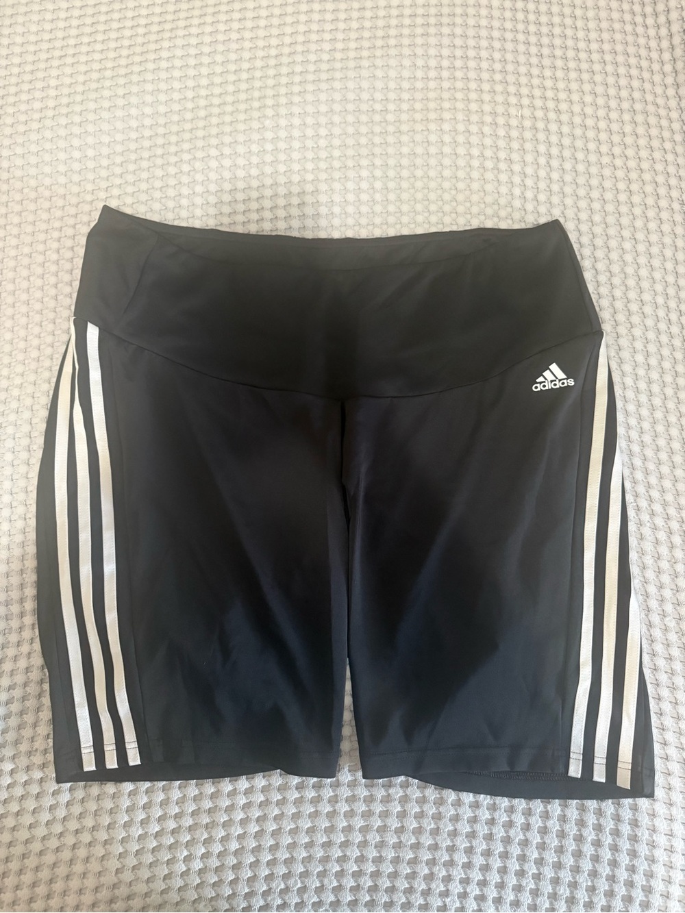 adidas Black Bike Shorts with White Side Stripes